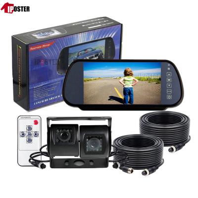 China iPoster 7 Inch Car Mirror Reverse Monitor Camera Backup Kit + 2*24 Dual 7 Inch Infrared LED Common Car for sale