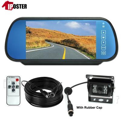 China With 7 Inch Car Hat Rubber iPoster Reversing Mirror Monitor + 18 LED Infrared Car Camera Backup Kits for sale