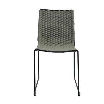 China Modern green outdoor woven rope furniture metal balcony leisure cafe garden chairs sedia giardino for sale