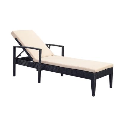 China Wicker Lounger Sun Chaise Lounger Sunbed Outdoor Pool Contemporary Waterproof Black Rattan for sale