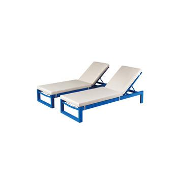 China Contemporary Sun Blue Aluminum White Aluminum Outdoor Beds Cushion Furniture Beach Sofas for sale