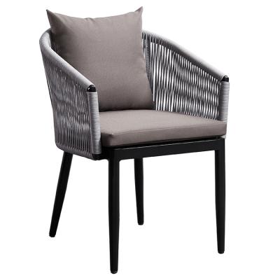 China Modern Waterproof Aluminum Gray Woven Rope Chair Rope Garden Chairs Outdoor Patio Dining Furniture for sale