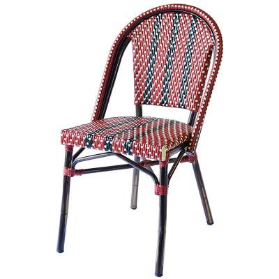 China Factory Wholesale Outdoor French Outdoor Restaurant Furniture Rattan Stackable Aluminum Bistro Chairs for sale