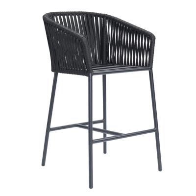 China Contemporary Black Aluminum Outdoor Patio Furniture Comfortable Garden Rope Chair Garden Chairs for sale