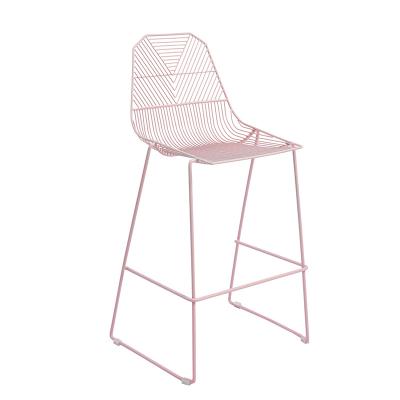 China Bistro Modern Metal Bar Stools Nordic Modern Cheap Pink Chair With Back Bar Stool for sale