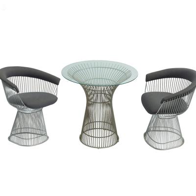 China Modern Modern Iron Chair String Fabric Outdoor Patio Cafe Bar Table Chairs Set for sale