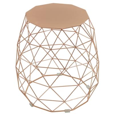 China Factory Price Luxury Smart Gold Color Nice Finish Small Metal Modern Round Wire Sofa End Side Table for sale