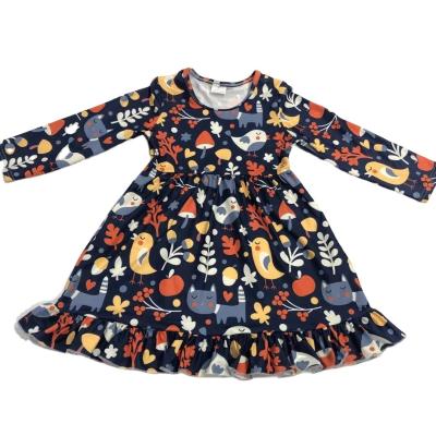 China 2021 Washable Toddler One-Piece Dress Winter Ruffle Remake Toddler Boutique Remake Silk Long Sleeve Dress for sale