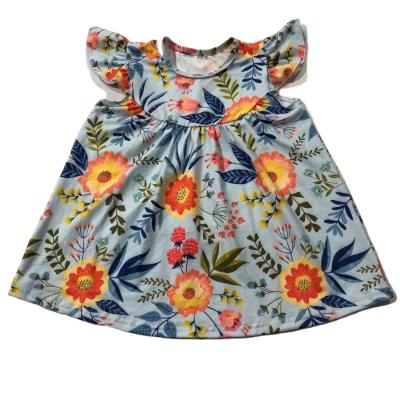 China Factory Washable Smocked Kids Clothing Baby Ruffle Beach Dress Flower Print Children Girls Spring Summer Dresses for sale