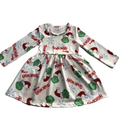 China 2021 Hot Sale Toddler Girls Breathable Long Sleeves Dress Newborn Boutique Baby Cartoon Winter Holiday X'mas Dress for sale