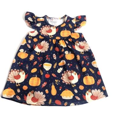 China 2021 Breathable Wholesale Newborn Baby Halloween Pumpkin Pearl Dress Print Super Cute Dress for sale