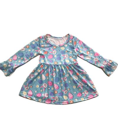 China Factory Price Breathable Wholesale Easter Girls Dress Print Design Super Cute Dress for sale