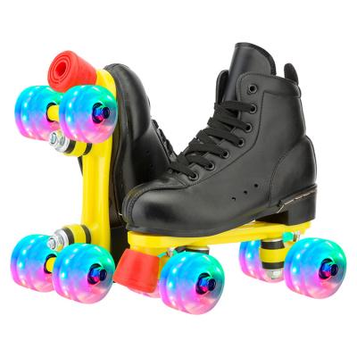 China PU Flash Wheel Hot Selling Polyurethane Skating Shoes Double Row Front Brake for sale