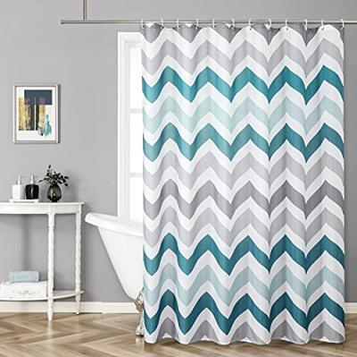 China Durable Bohemian Style Shower Curtain 12 Hook Bottom Durable Bathroom Accessory Stripe Weighted Shower Curtain for sale