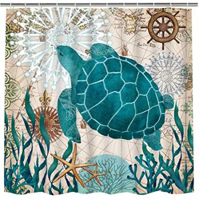 China Waterproof Shower Curtain Living Goods Bathroom Fabric Shower Curtains Living Goods Ocean Turtle Sea Turtle Sea Bath Curtain for sale