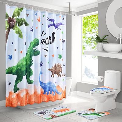 China Viable Unicorn Shower Curtain Sets Non-Slip Covers 4 Piece Bathroom Sets With Covers Accessories Boys Girls Shower Curtain for sale