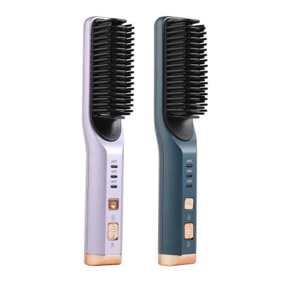 China 2021 Rechargeable Best Hot Hair Comb Heat Beard Straightening Mini Hair Tools Rechargeable Cordless Hair Straightener Brush For Travel for sale