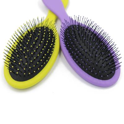 China Wholesale Plastic Rubber Handle Hair Brush Cushion Household Detangling Detangler Paddle Wet Hair Brush for sale