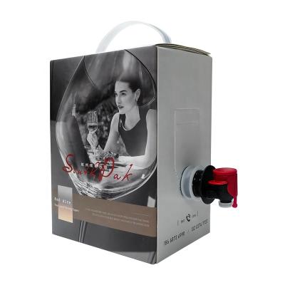 China Barrier Vitop Discharging Spout Aluminized Outer Box Cardboard Box 3L Wine Bag, Juice For Retail for sale