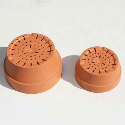 China Chinese Style 1000ml Round Clay Flower Pots Plastic Succulent Planter Pots Medium Size for sale