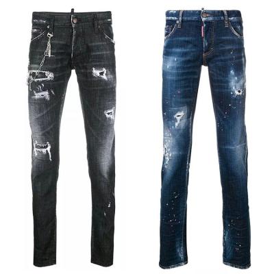 China Breathable OEM Wholesale Ripped Denim Pant Men Blue Black Jeans for sale