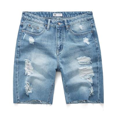 China 2020 Trend QUICK DRY Mens Holes Shorts Ripped Jeans Relieve Distressed Destroyed Short Denim Pants for sale