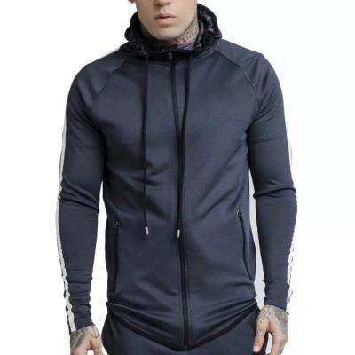 China Custom Mens Polyester Workout Athleisure Basic Hoodies Windproof Slim Fit Zipper Pocket Stripe Sleeve Zipper White Hoodie for sale