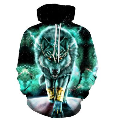 China Main A wolf anti-pilling print with a hat autumn and summer sports man hoodies fashion casual for sale