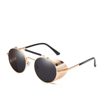 China Retro Fashion Vintage Steampunk Sunglasses Metal Frame Flip Round Sun Glasses Men Gafas Glass Shades Eyewear Wholesale for sale