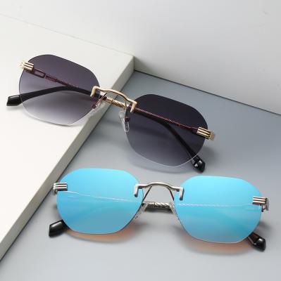 China Fashion Retro Sunglasses Color Frame Hip-Hop Fashion Sunglasses Small Frameless Sunglasses Men Women for sale