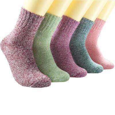 China Antibacterial Thick Microfiber Cotton Comfortable Wool Socks Solid Color Woolen Socks Women for sale