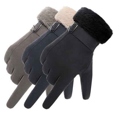 China Plain satety construction suede working gloves for men and women driving ski cycling winter thicken warmer gloves touch screen glove for sale