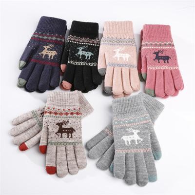 China Fashion Jacquard Knitted Funky Glove Women's Screen Glove Winter Warm Outdoor Cycling Gloves Wholesale for sale