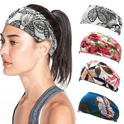 China 100% Yoga Luxury Sports Unisex Ployester Sweat Absorption Sweatband Elastic Headband Women Spa Headband for sale