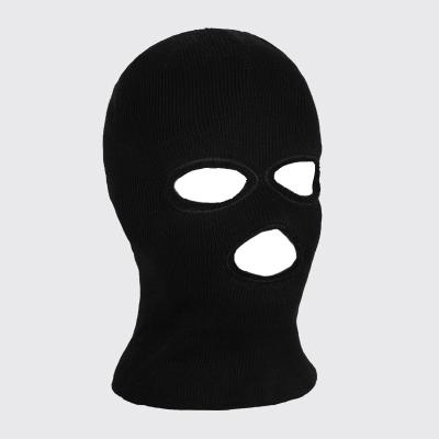 China 3 Hole Knitted Acrylic Balaclava Custom Wholesale Custom Outdoor Thick Warm Knit Beanie Full Face Ski Balaclava for sale