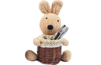 Chine Beaux récipient de stylo de lapin de peluche et support de téléphone portable de lapin de peluche à vendre