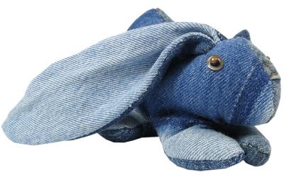 China Jeans transform lovely rabbit stuffed animals , recycled Denim doll 18CM bunny plush toy for sale