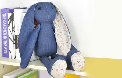 China Long ears Rabbit Stuffed Animal denim toys，35CM Custom gifts for sale