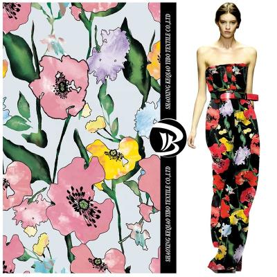 China Fashion flower anti-static printed transparent stocking chiffon fabric for dress for sale