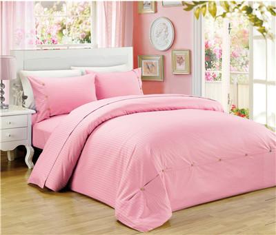 China Sateen Stripe 4pcs Duvet Cover Set Polyester Cotton Bedding Set Twin Full Queen King size for sale