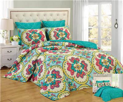 China Reversible 6pcs Comforter Set Printed Floral Bedding Set Printed Comforter Set with Laundry bag for sale