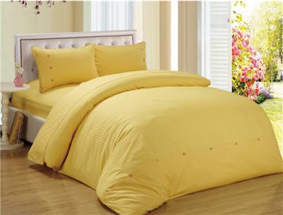 China Polyester Cotton Bedding Set Sateen Stripe Comforter Duver Cover Solid Color Twin/Full/Queen/King for sale