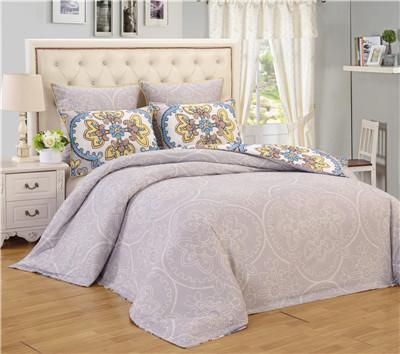 China Printed Comforter Set 6pcs Reversible Bedding Set Grey Color Reversible Conforter Set for sale