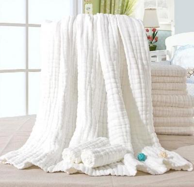 China 8 layer medical washable gauze bath towel baby blanket 110x115cm white color for sale