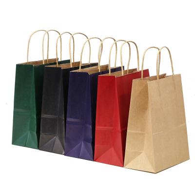 China Eco-friendly Disposable Shopping Drawstring Gift Wrapping Paper Orange Paper Bags In Stock For Food Caterer With Drawstring Handle for sale