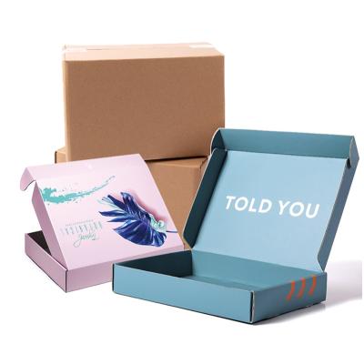 China Recyclable Empty Blue Pink Printing Cardboard Gift Packaging Corrugated Boxes Corrugated Mail Box For Mailing Mailing for sale