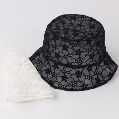 China Cute Out Bucket Hat Mesh Hollow Flower Bucket Hat Of Well-designed Lady Nelayan Topi Character OEM Fast Delivery for sale