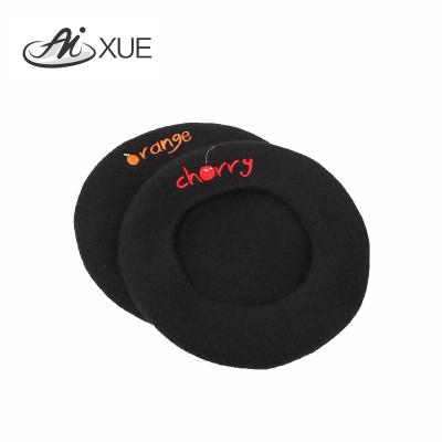 China Wholesale Custom Embroidered 100% Custom Logo Beret Hats Solid Color Wool Beret Character Beret for sale