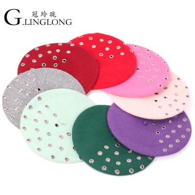 China Hot Selling Cheap Custom Knitted 100% Picture Wool Berets Wholesale Ladies Hats for sale