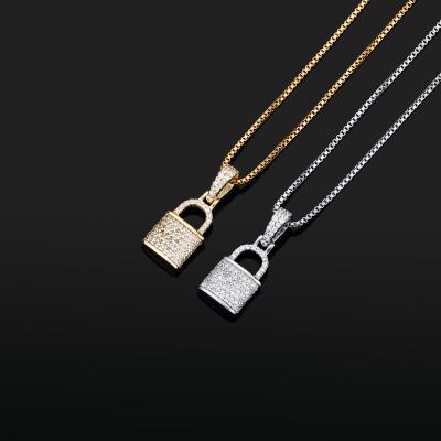 China Hiphop Trend Hotsale Design Jewelry S925 Sterling Silver 14k Plating Lock Pendant Necklace for sale